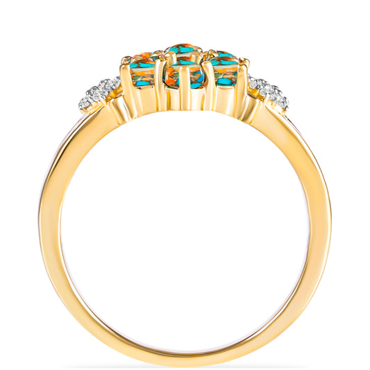 Goldplattierter Silberring mit Austerntürkis und weißem Topas