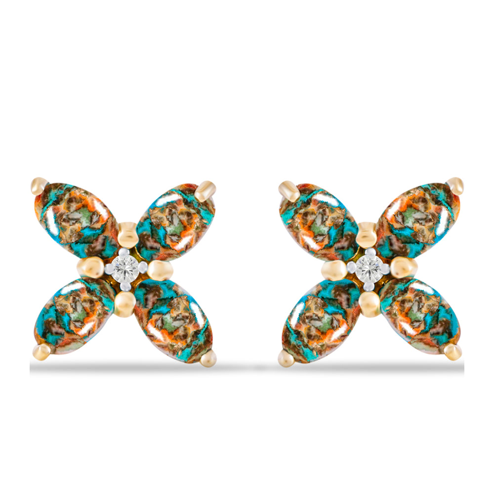 Goldplattierte Silberohrringe mit Austerntürkis und weißem Topas