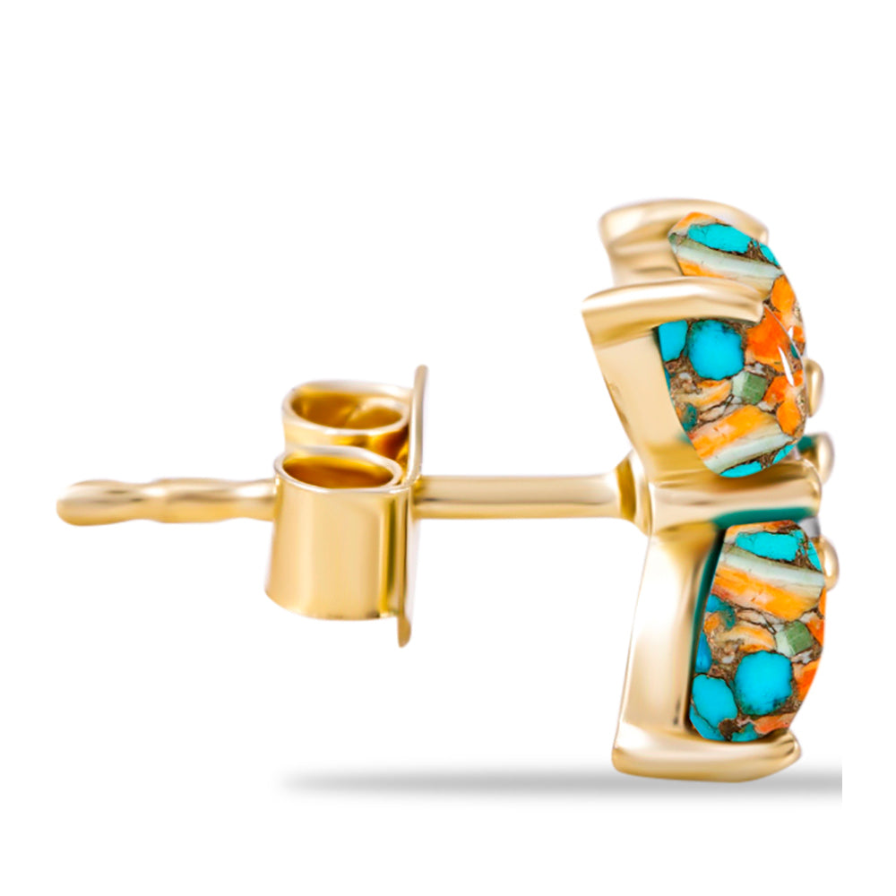 Goldplattierte Silberohrringe mit Austerntürkis und weißem Topas