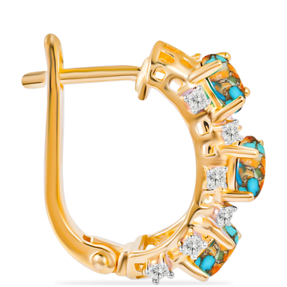 Goldplattierte Silberohrringe mit Austerntürkis und weißem Topas