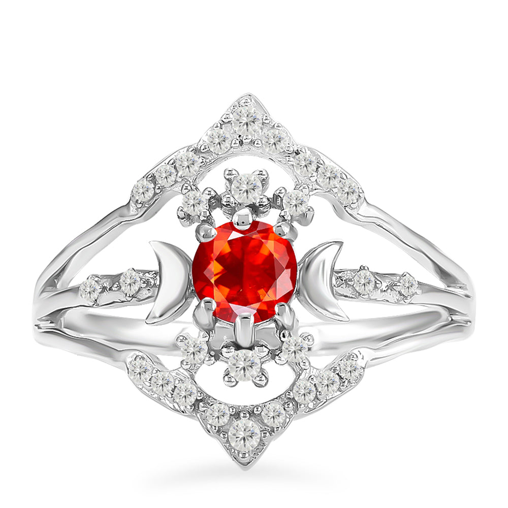 Silberring mit äthiopischem rotem Opal aus Lega Dembi und weißem Topas 1 