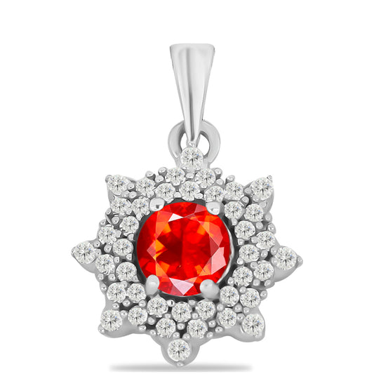 Silberanhänger mit äthiopischem rotem Opal aus Lega Dembi und weißem Topas