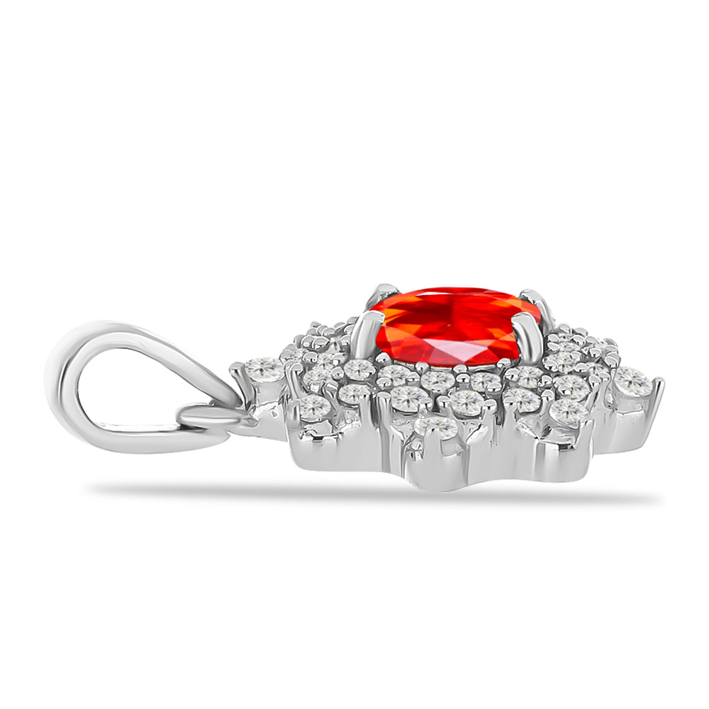 Silberanhänger mit äthiopischem rotem Opal aus Lega Dembi und weißem Topas 2 