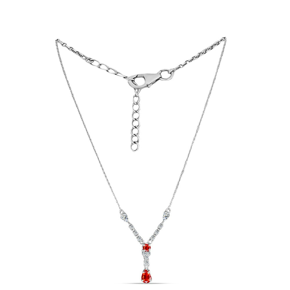 Silberhalskette mit äthiopischem rotem Opal aus Lega Dembi und weißem Topas 1 