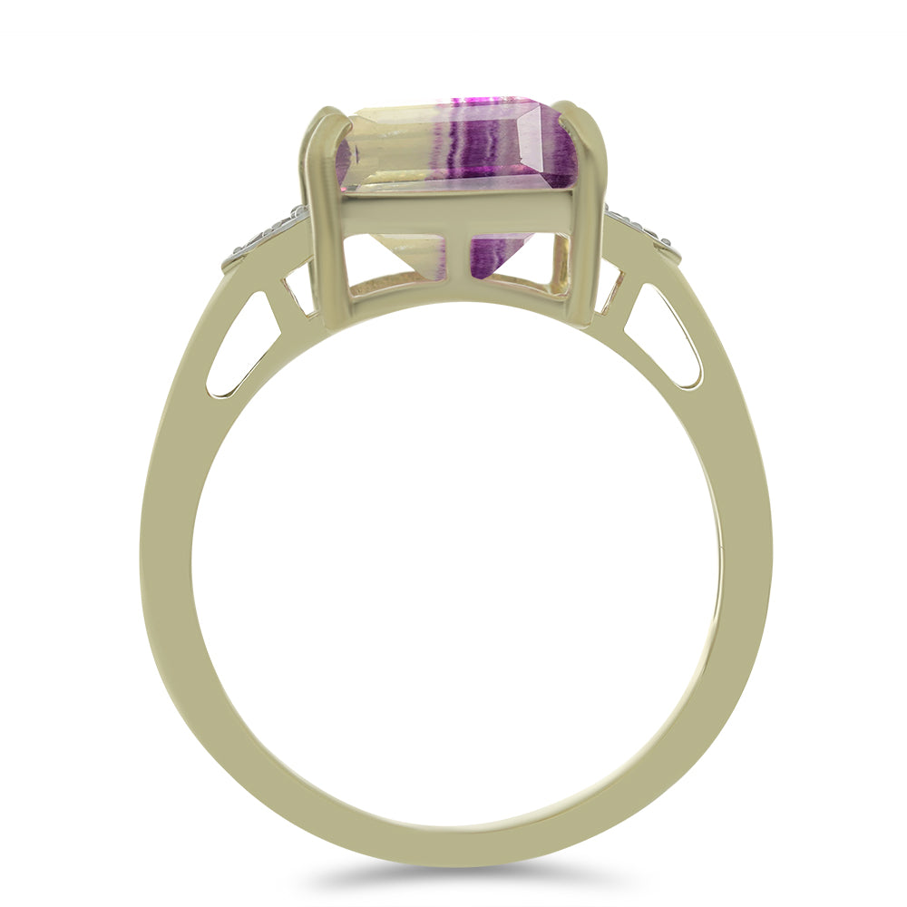 Goldplattierter Silberring mit lilafarbenem Fluorit und weißem Topas 2 