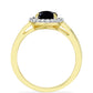 Goldplattierter Silberring mit schwarzem Onyx und weißem Topas