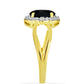Goldplattierter Silberring mit schwarzem Onyx und weißem Topas