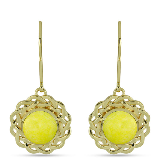 Goldplattierte Silberohrringe mit gelbem Serpentin
