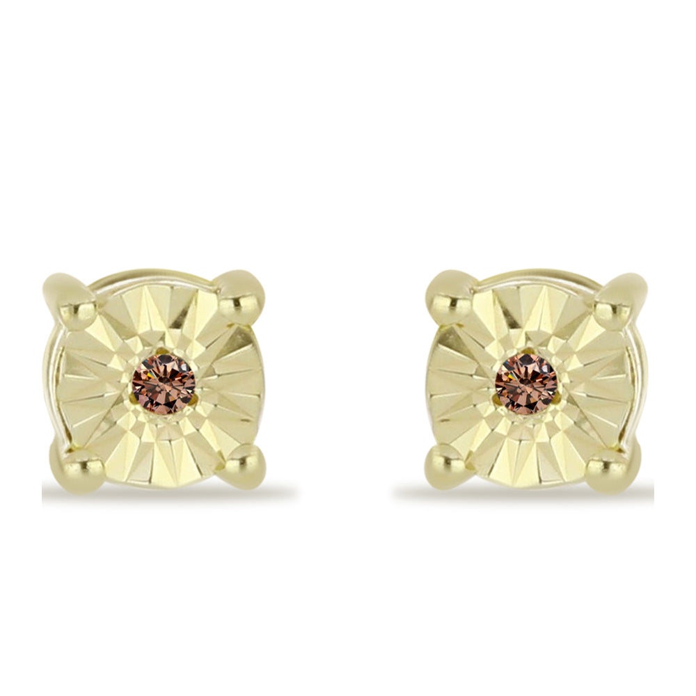 Goldplattierte Silberohrringe mit Champagner-Diamant 1 