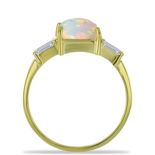 Goldplattierter Silberring mit Welo-Opal und weißem Zirkon
