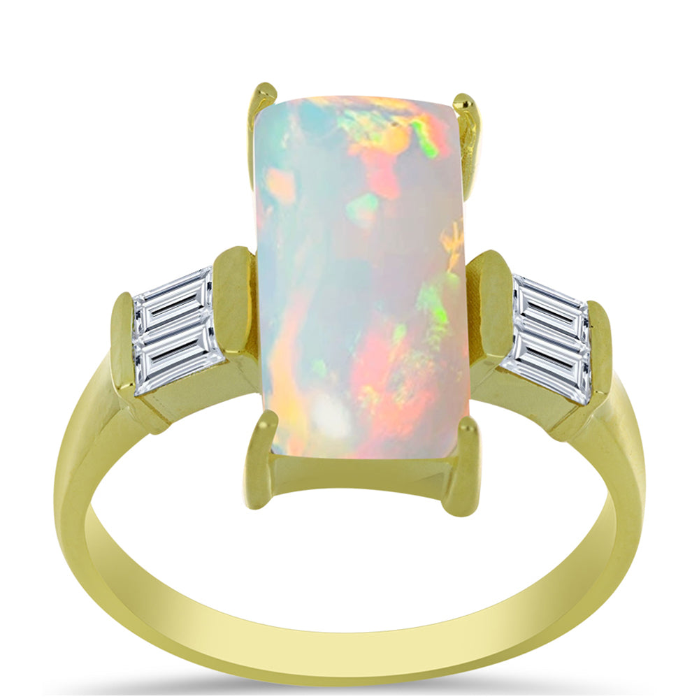 Goldplattierter Silberring mit Welo-Opal und weißem Zirkon 3 