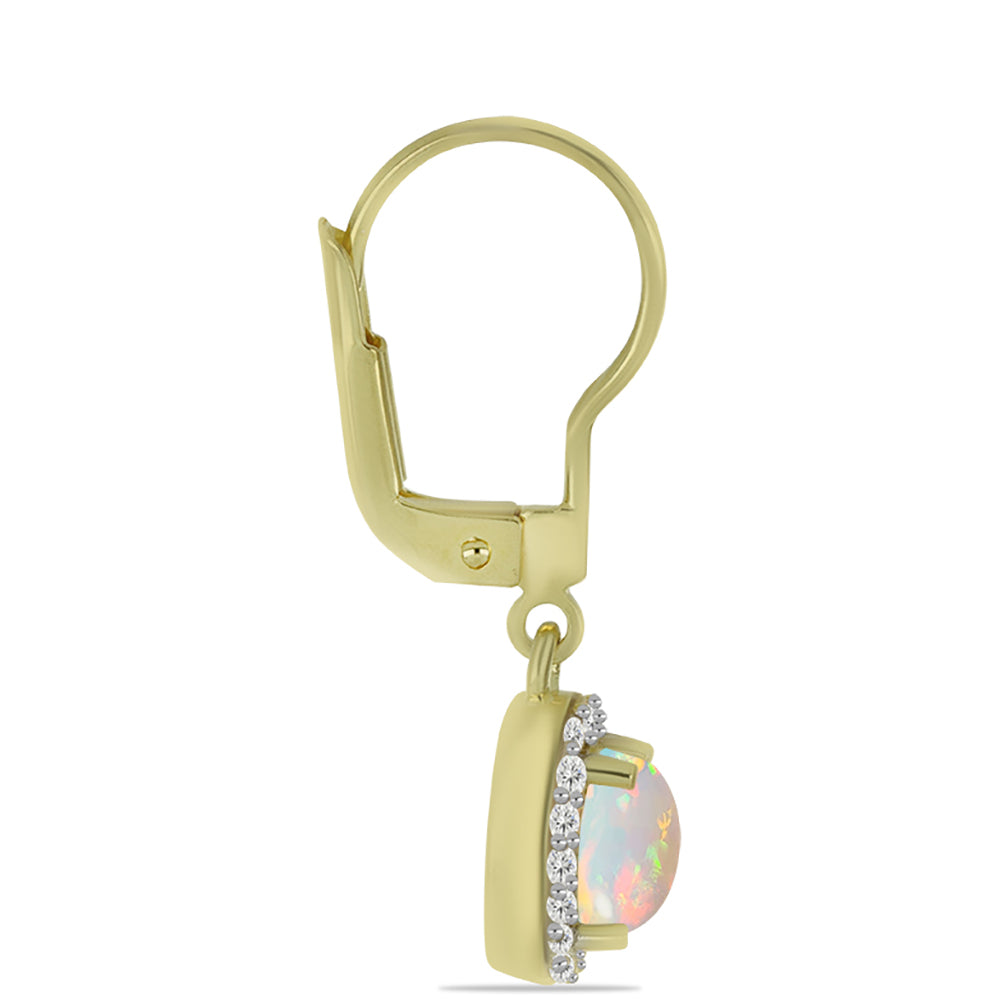 Goldplattierte Silberohrringe mit Welo-Opal und weißem Topas 2 