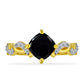 Goldplattierter Silberring mit schwarzem Onyx und weißem Topas