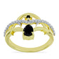 Goldplattierter Silberring mit schwarzem Onyx und weißem Topas