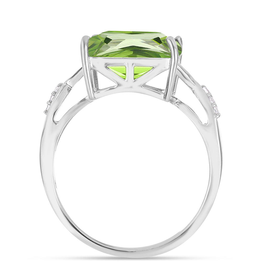 Silberring mit farngrünem Quarz und weißem Topas 2 