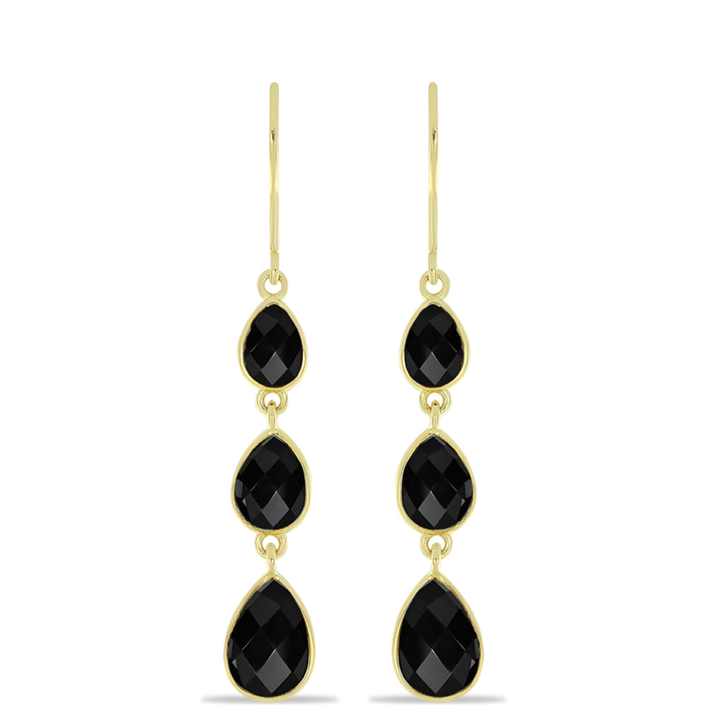 Goldplattierte Silberohrringe mit schwarzem Onyx 1 