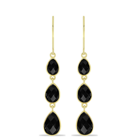 Goldplattierte Silberohrringe mit schwarzem Onyx