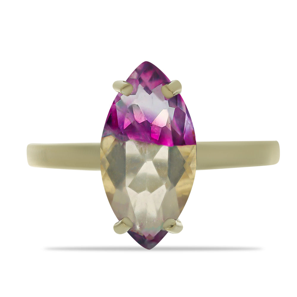 Goldplattierter Silberring mit lilafarbenem Fluorit 1 