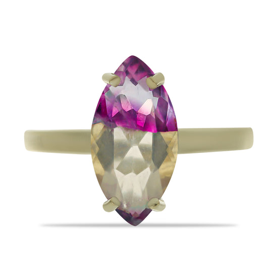 Goldplattierter Silberring mit lilafarbenem Fluorit