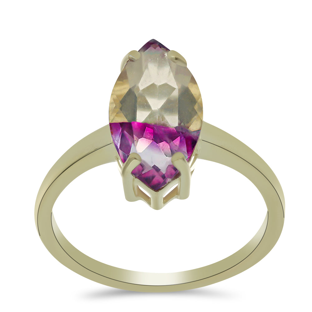 Goldplattierter Silberring mit lilafarbenem Fluorit