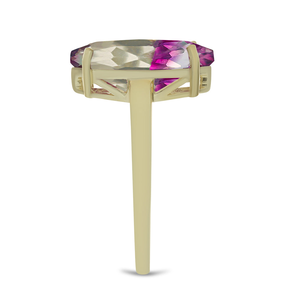 Goldplattierter Silberring mit lilafarbenem Fluorit 4 