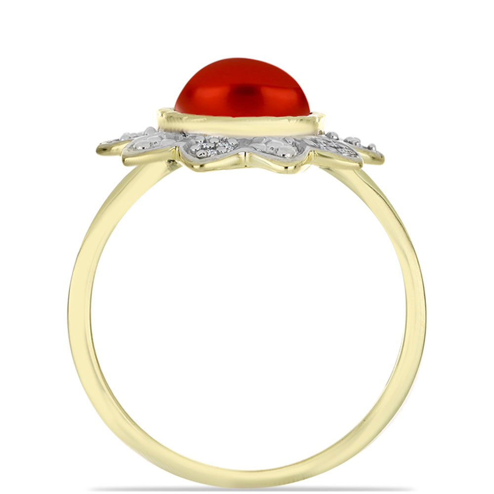 Goldplattierter Silberring mit roter Süßwasserperle und weißem Topas 2 
