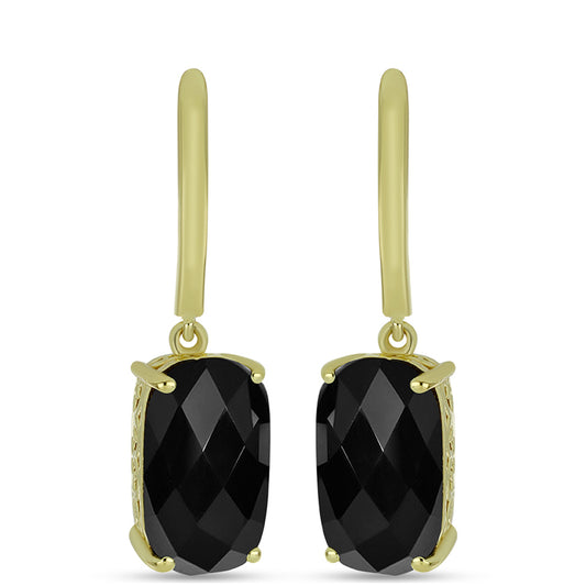 Goldplattierte Silberohrringe mit schwarzem Onyx