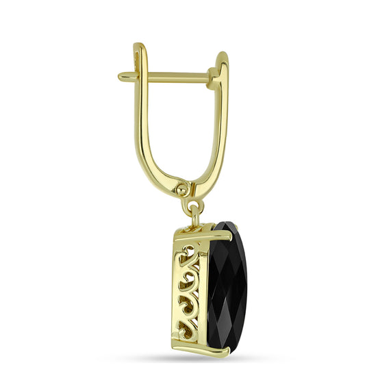 Goldplattierte Silberohrringe mit schwarzem Onyx