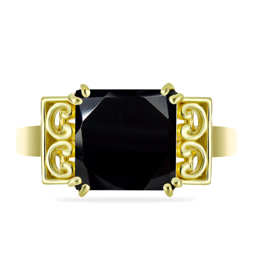 Goldplattierter Silberring mit schwarzem Onyx 1 