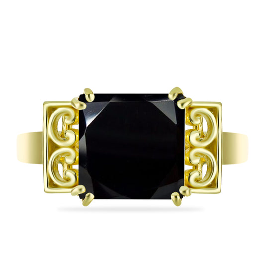 Goldplattierter Silberring mit schwarzem Onyx