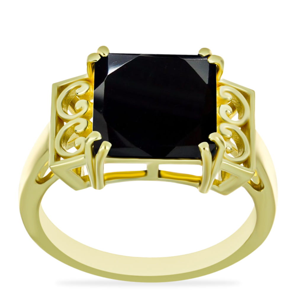 Goldplattierter Silberring mit schwarzem Onyx 3 