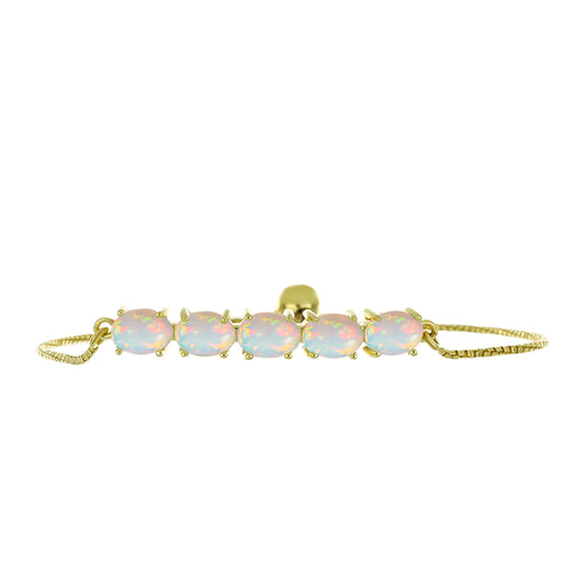 Goldplattiertes Silberarmband mit Welo-Opal