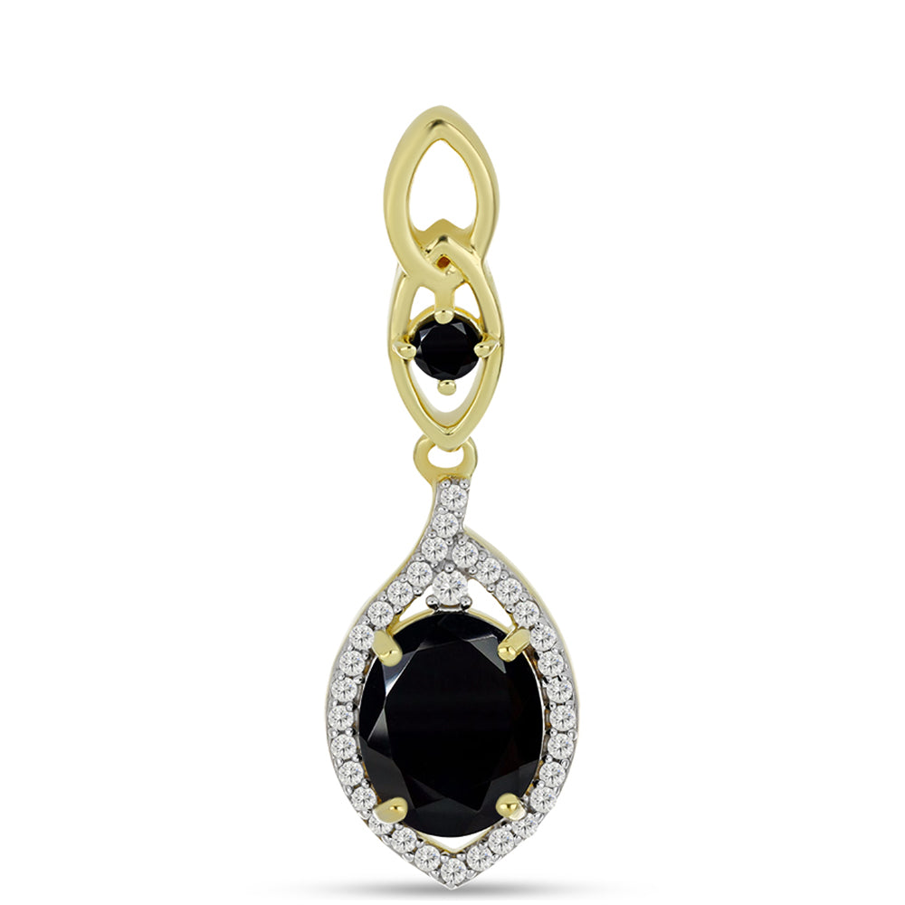 Goldplattierter Silberanhänger mit schwarzem Onyx und weißem Topas 1 