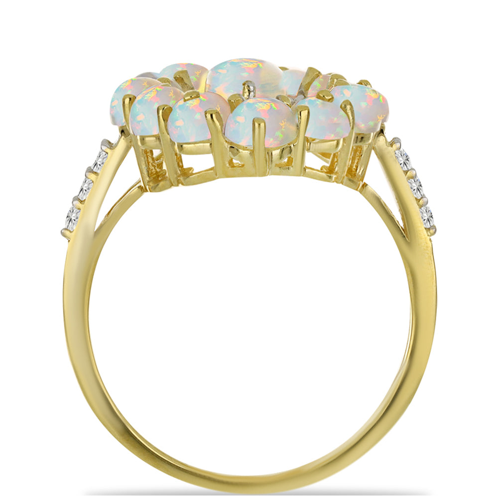 Goldplattierter Silberring mit Welo-Opal und weißem Topas 2 