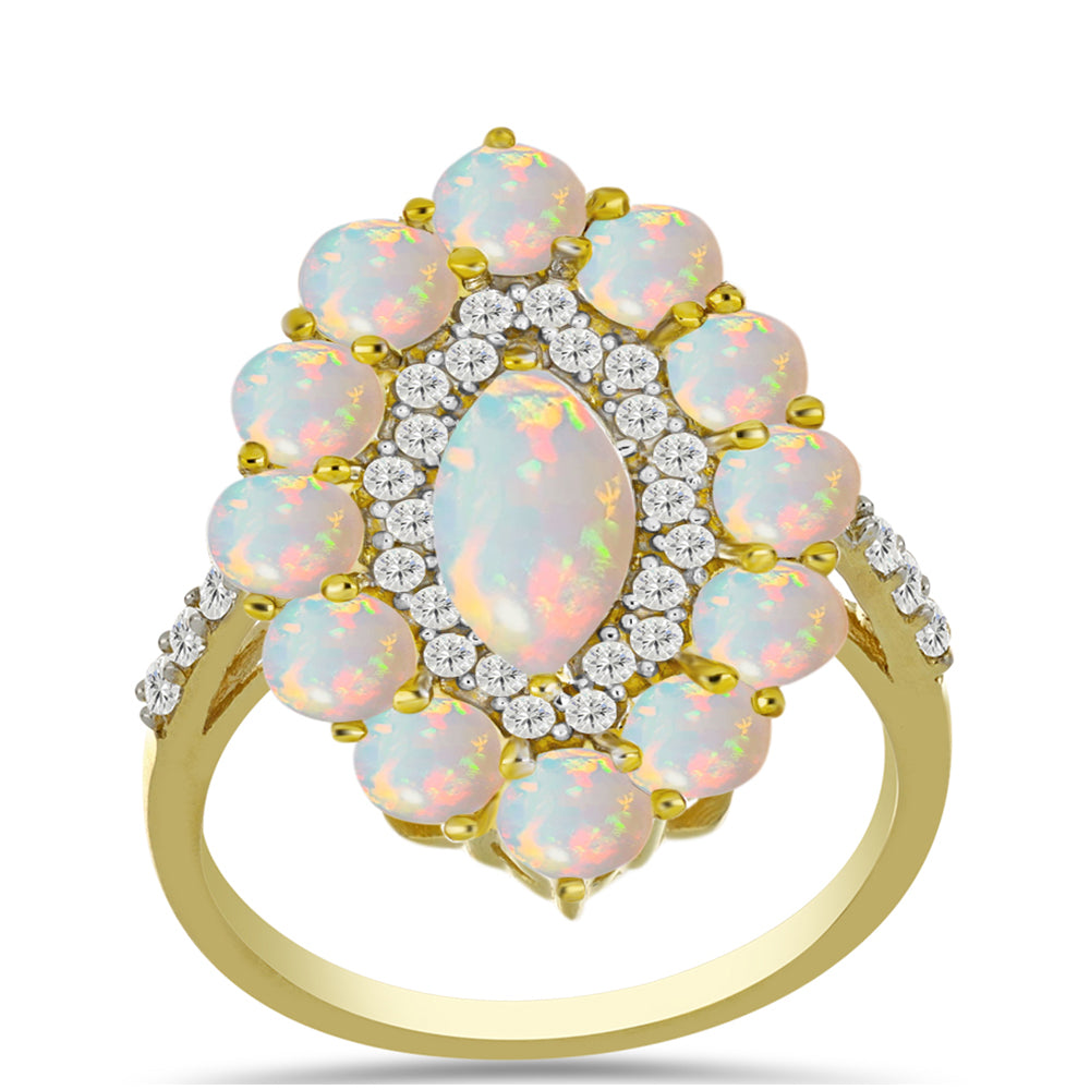 Goldplattierter Silberring mit Welo-Opal und weißem Topas 3 