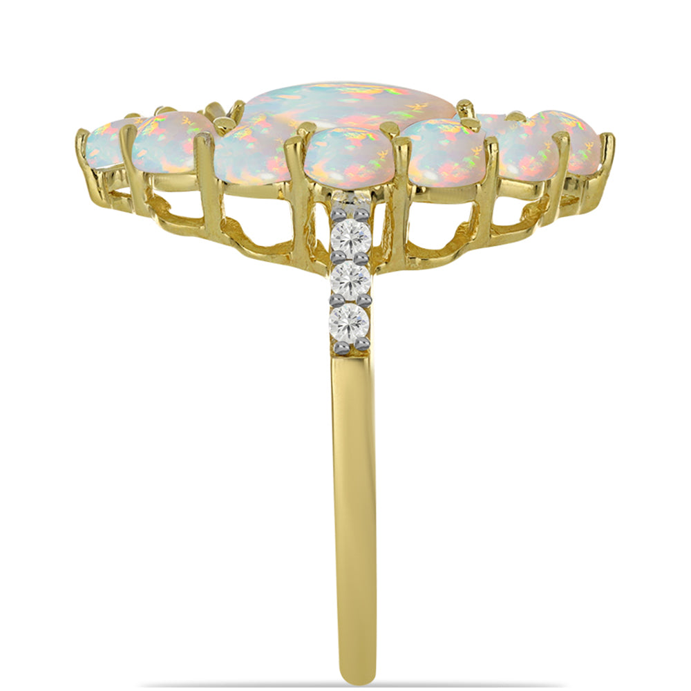 Goldplattierter Silberring mit Welo-Opal und weißem Topas