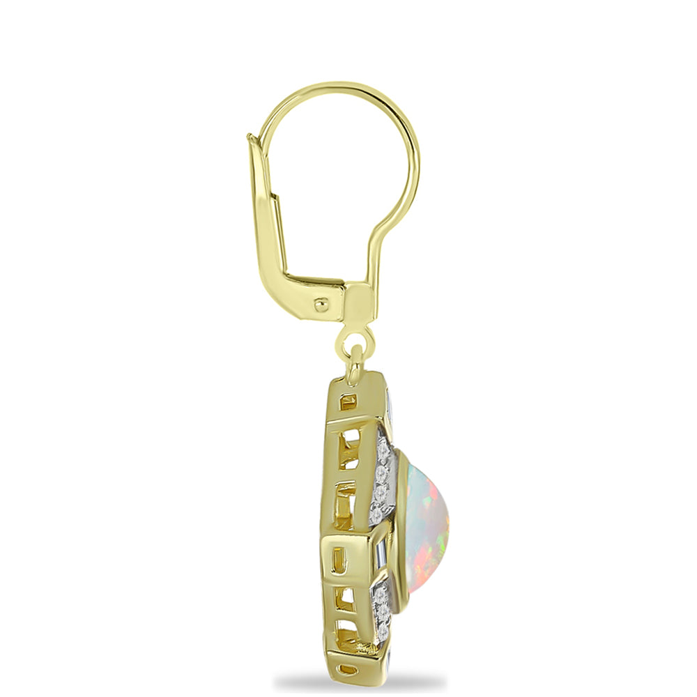 Goldplattierte Silberohrringe mit Welo-Opal und weißem Topas