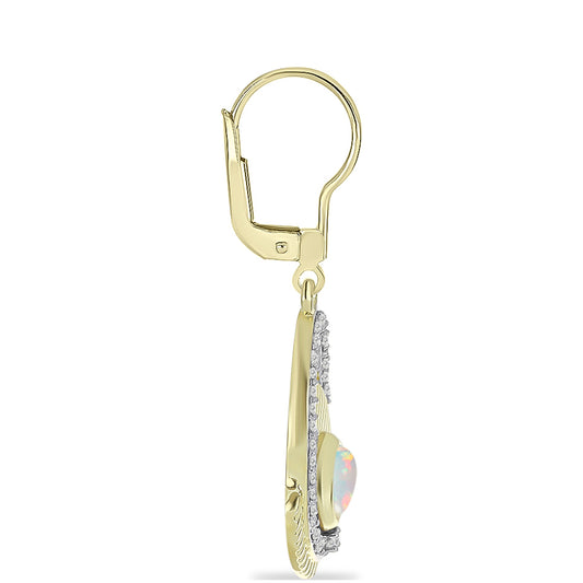 Goldplattierte Silberohrringe mit Welo-Opal und weißem Topas