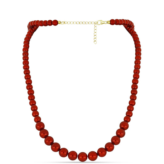 Goldplattierte Silberhalskette mit roter Süßwasserperle