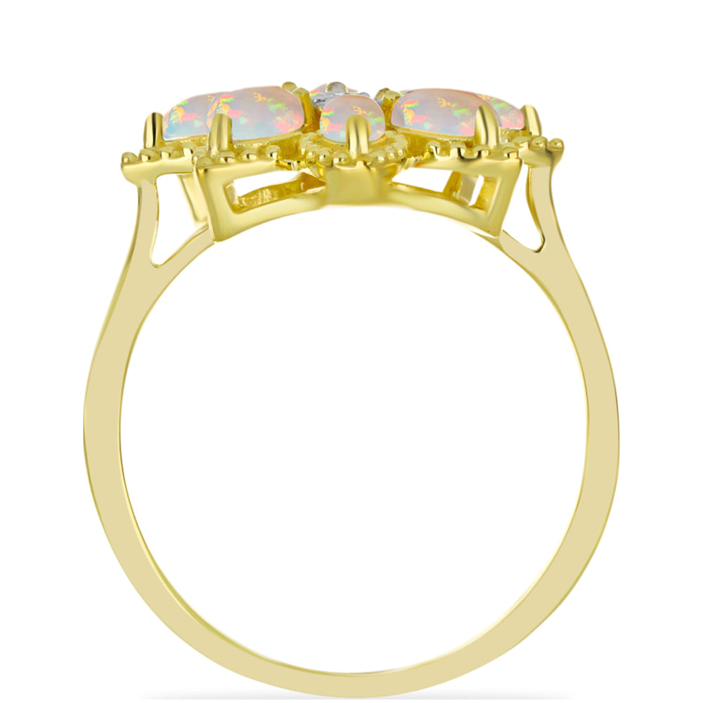 Goldplattierter Silberring mit Welo-Opal und weißem Topas