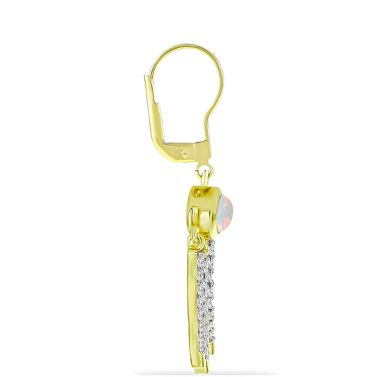 Goldplattierte Silberohrringe mit Welo-Opal und weißem Topas