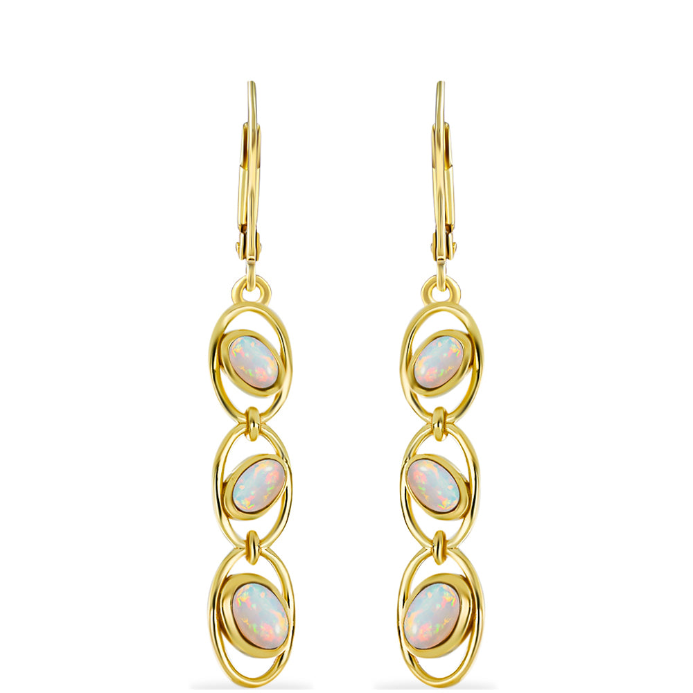 Goldplattierte Silberohrringe mit Welo-Opal 1 