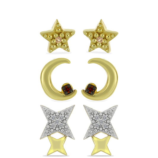 schmuckgarnitur aus Goldplattierte Silber mit Champagner-Diamant und weißem Diamant