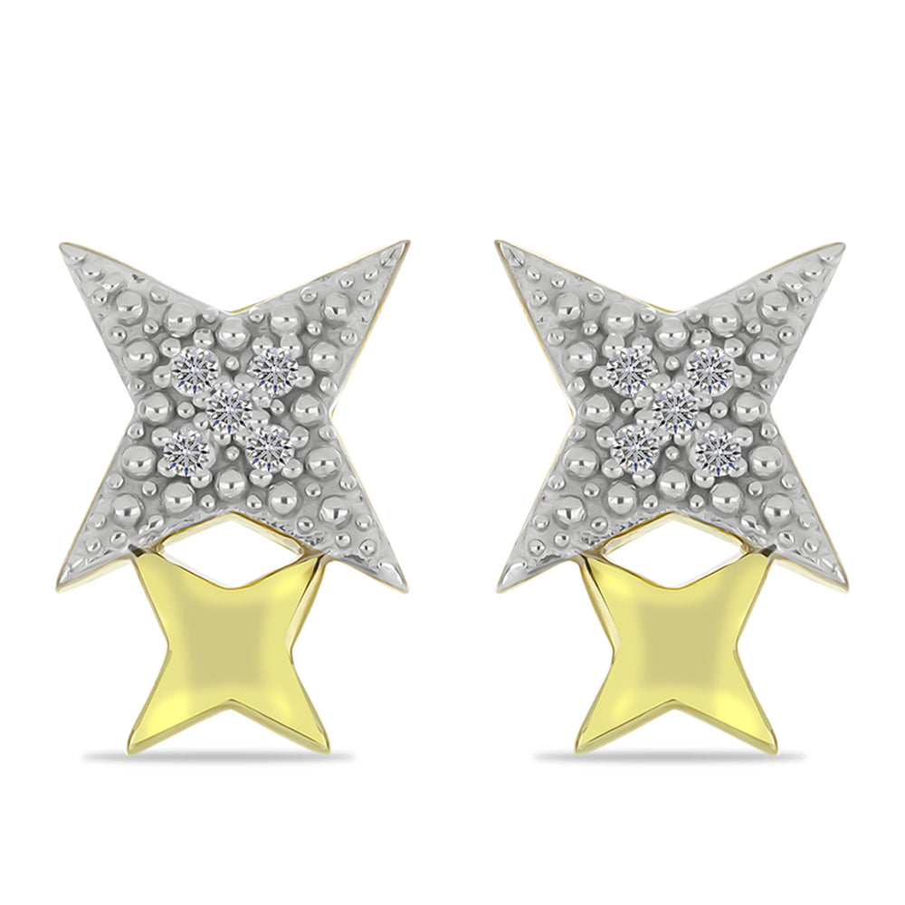Goldplattierte Silberohrringe mit weißem Diamant