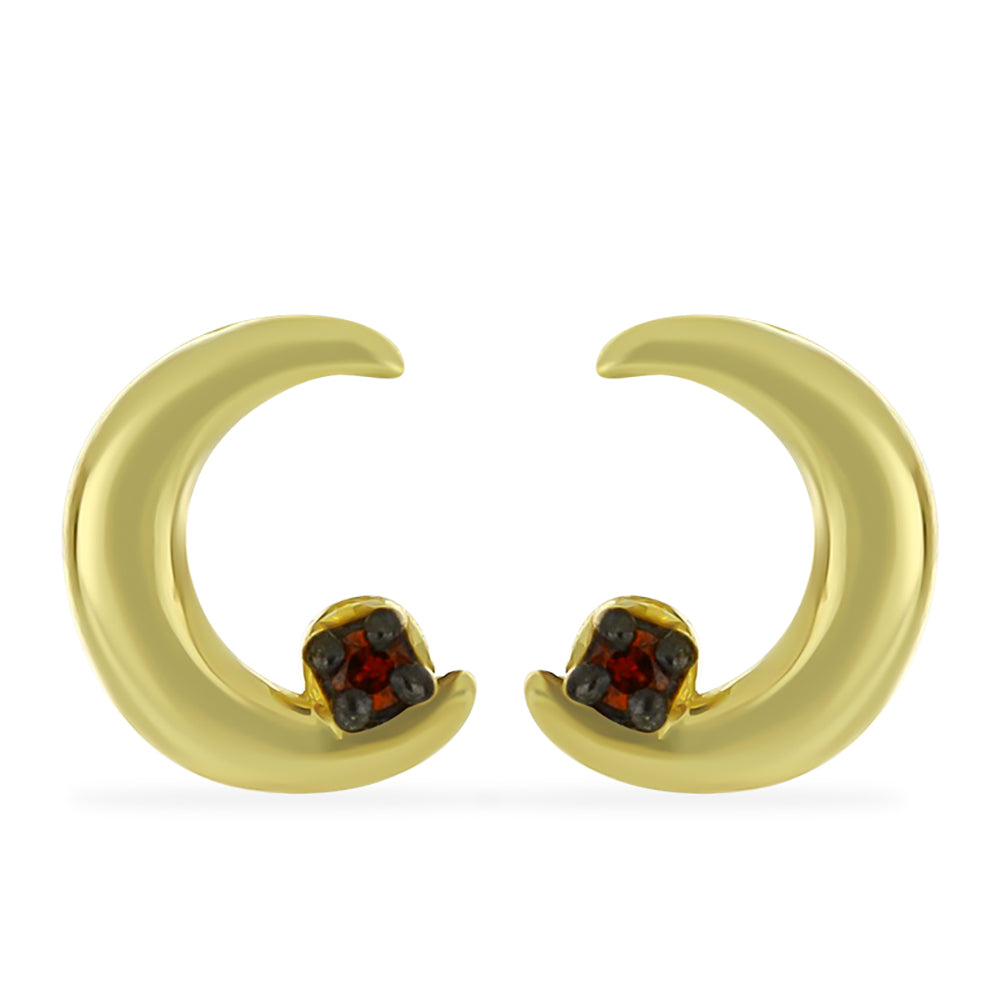 Goldplattierte Silberohrringe mit rotem Diamant 1 