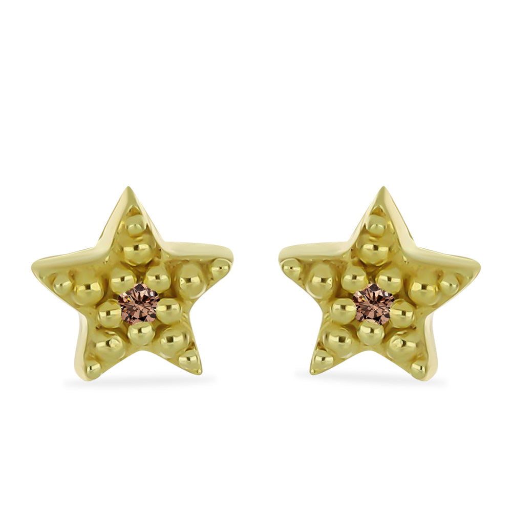 Goldplattierte Silberohrringe mit Champagner-Diamant 1 