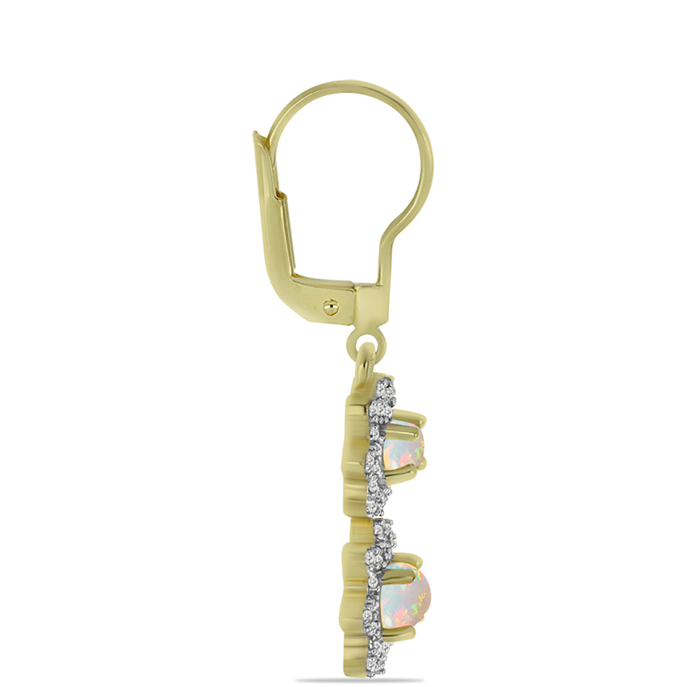 Goldplattierte Silberohrringe mit Welo-Opal und weißem Topas 2 