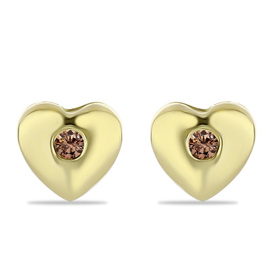 Goldplattierte Silberohrringe mit Champagner-Diamant