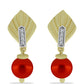 Goldplattierte Silberohrringe mit roter Süßwasserperle und weißem Topas