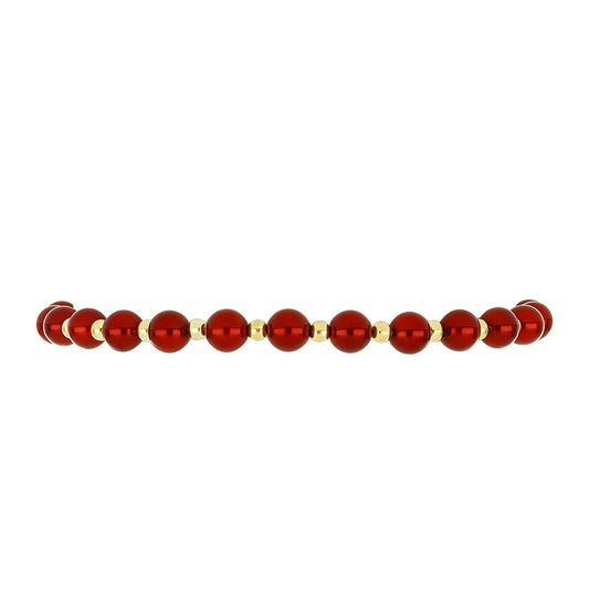 Goldplattiertes Silberarmband mit roter Süßwasserperle